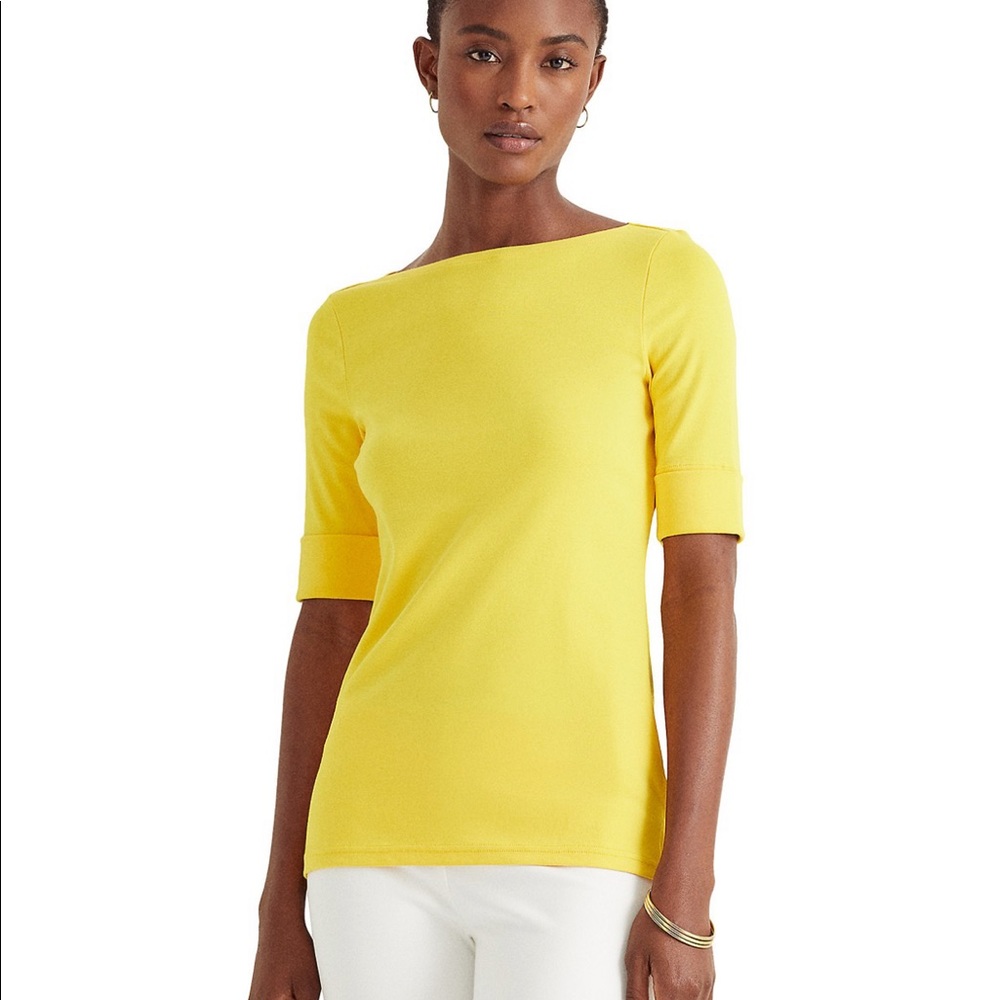 Ralph Lauren stretch boatneck top nwt
